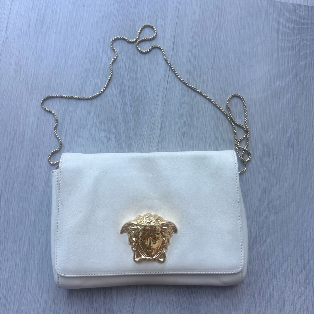Authentic Versace White Medusa Crossbody Bag – Gold Hardware